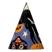 Spooky Cats Pumpkins Lila Muster Partyhütchen (Links)