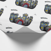 Spooky Catsle Art Wrapping Paper Geschenkpapier (Ecke)