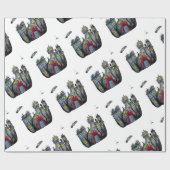 Spooky Catsle Art Wrapping Paper Geschenkpapier (Flach)