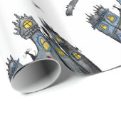 Spooky Catsle Art Wrapping Paper Geschenkpapier (Rolleneckpunkt)