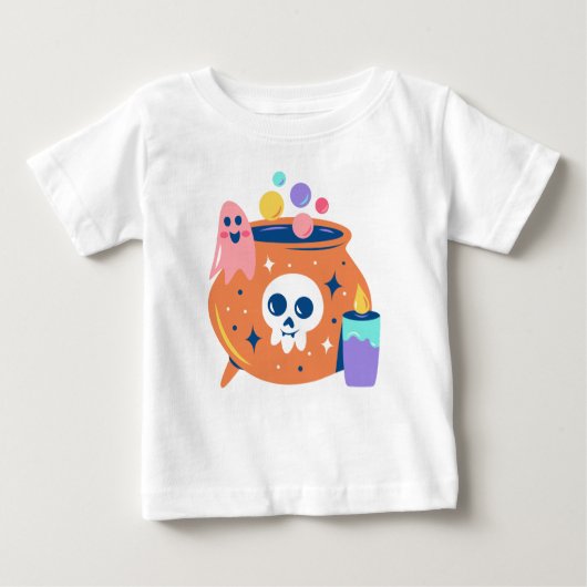 Spooky Cauldron Ghost Candle Halloween Art Design Baby T-shirt (Vorderseite)