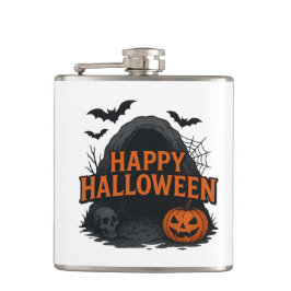Spooky Cave Halloween GreetingVinyl Wrapped Flask Flachmann