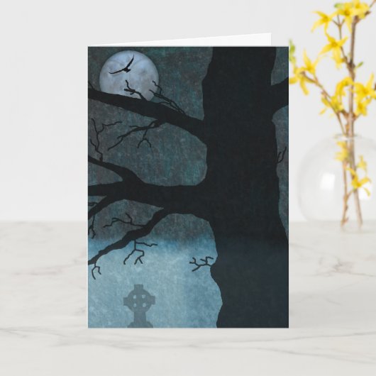 Spooky cemetery card karte (Gelbe Blume)