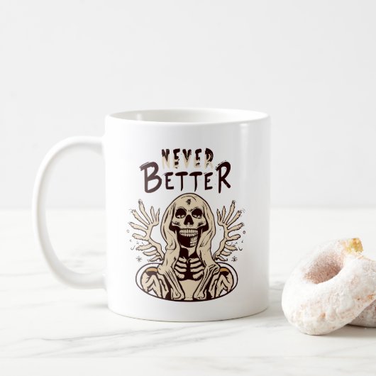 Spooky Charm mit nie besserem Halloween Skelett Kaffeetasse (Mit Donut)