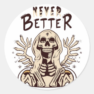 Spooky Charm mit nie besserem Halloween Skelett Runder Aufkleber