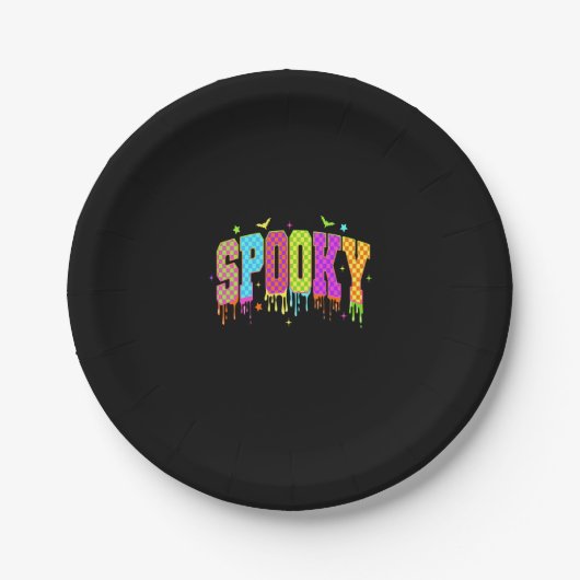 Spooky Checkered Halloween Pappteller (Vorderseite)