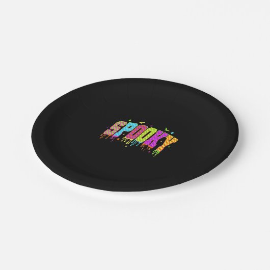 Spooky Checkered Halloween Pappteller (Schrägansicht)