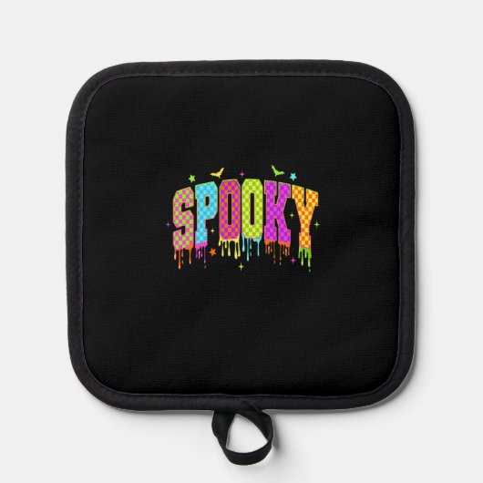 Spooky Checkered Halloween Topflappen (Vorderseite)