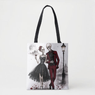 Spooky Chic Cocktail Nacht Elegantes Skelett-Paa Tasche