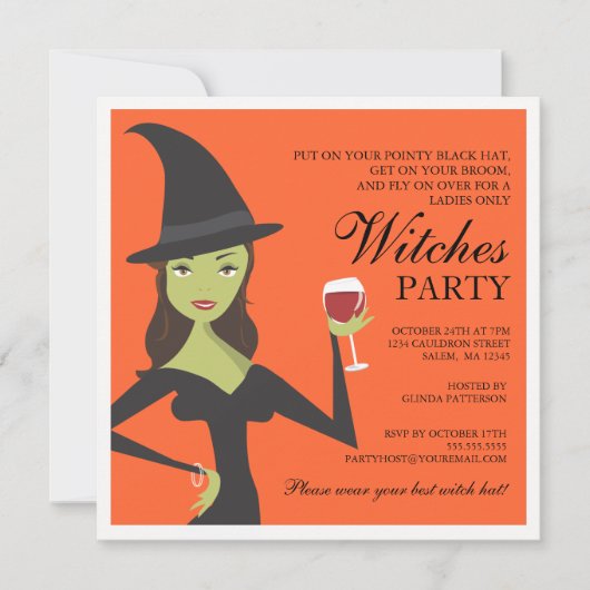 Spooky Chic Hexe Party Halloween Einladung (Vorderseite)