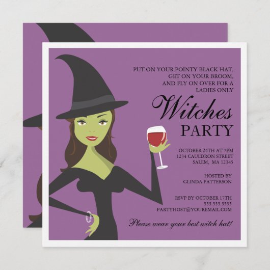 Spooky Chic Hexe Party Halloween Einladung (Vorne/Hinten)