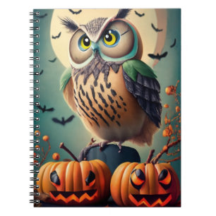 Spooky Chic Owl und Pumpkin Halloween-Notebook Notizblock