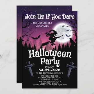 Spooky Chic Wicked HexenHalloween Kostüm Party Einladung