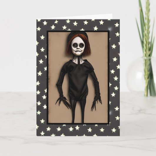 Spooky Child Doll Kreatur Halloween Karte (Vorderseite)