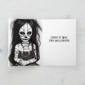 Spooky Child Doll Kreatur Halloween Karte (Innenseite)