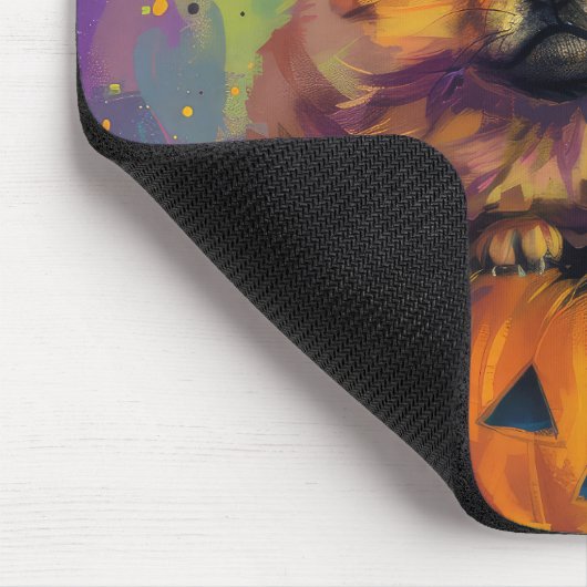 Spooky Chow Chow Hund Halloween Hexe und Pumpkin Mousepad (Ecke)