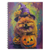 Spooky Chow Chow Hund Halloween Hexe und Pumpkin Notizblock (Vorderseite)