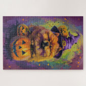 Spooky Chow Chow Hund Halloween Hexe und Pumpkin Puzzle (Horizontal)