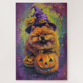 Spooky Chow Chow Hund Halloween Hexe und Pumpkin Puzzle (Vertikal)