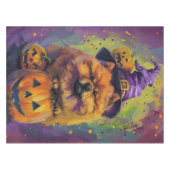 Spooky Chow Chow Hund Halloween Hexe und Pumpkin Tischdecke (Vorderseite (Horizontal))