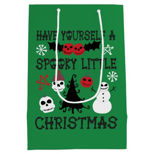 Spooky Christmas Creepy Goth Themed Holiday Mittlere Geschenktüte (Rückseite)