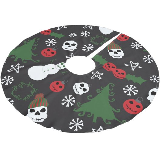 Spooky Christmas Creepy Goth Themed Holiday Polyester Weihnachtsbaumdecke (Schrägansicht)