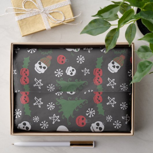 Spooky Christmas Creepy Goth Themed Holiday Seidenpapier (Geschenk)