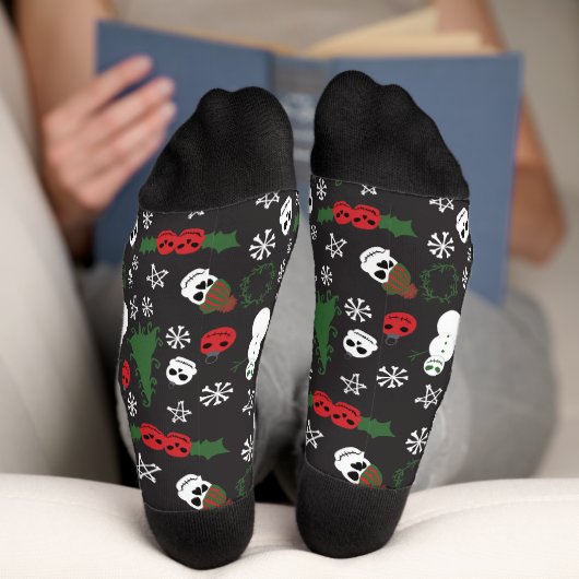 Spooky Christmas Creepy Goth Themed Holiday Socken (Unterseite)