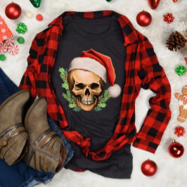Spooky Christmas Santa Skull T-Shirt