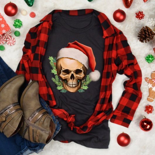 Spooky Christmas Santa Skull T-Shirt