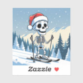 Spooky Christmas Skeleton on Skis Aufkleber (Blatt)