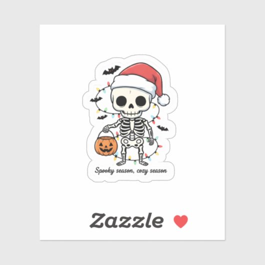 Spooky Christmas Skeleton Sticker – Funny Holiday (Blatt)