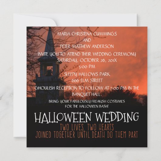 Spooky Church Halloween Einladung zur Hochzeit (Vorderseite)