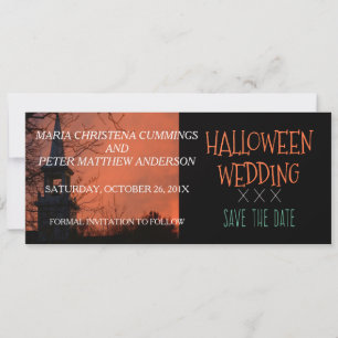 Spooky Church Halloween Hochzeit Speichern Sie die Save The Date