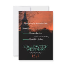 Spooky Church Halloween Wedding RSVP Card