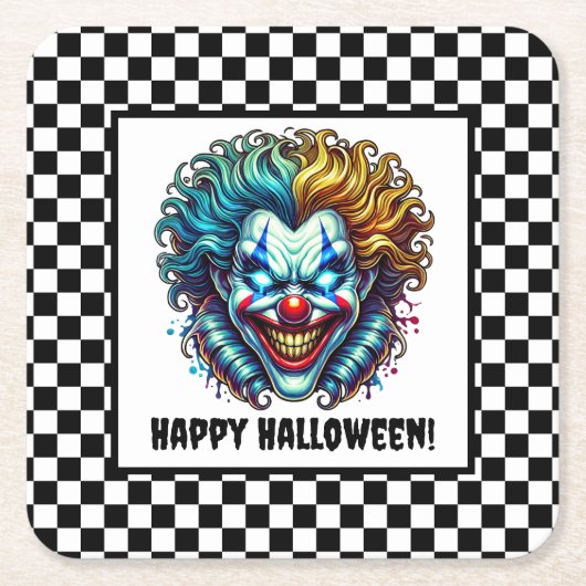 Spooky Clown Face Halloween Paper Untersetzer (Vorderseite)