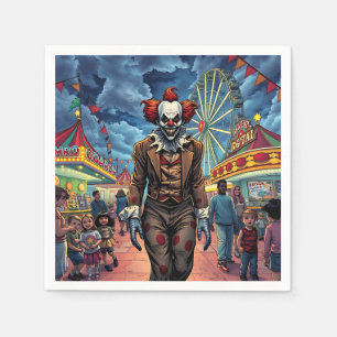 Spooky Clown im Stil des Karneval-Comic Serviette