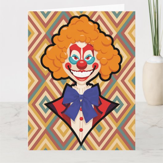 Spooky Clown Retro Creepy farbenfrohe Halloween Karte (Vorderseite)