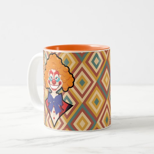 Spooky Clown Retro Halloween Creepy Circus Spaß Zweifarbige Tasse (Vorderseite Links)