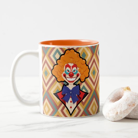 Spooky Clown Retro Halloween Creepy Circus Spaß Zweifarbige Tasse (Mit Donut)