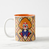 Spooky Clown Retro Halloween Creepy Circus Spaß Zweifarbige Tasse (Links)
