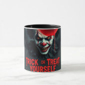 Spooky Clown Trick-oder-Leckerei Halloween-Tasse Tasse (Zentrum)
