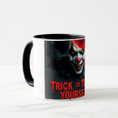 Spooky Clown Trick-oder-Leckerei Halloween-Tasse Tasse (Vorderseite Links)