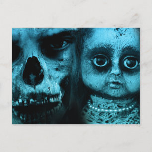 Spooky Clown und Puppenkarte Postkarte