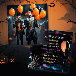 Spooky Clowns Holding Balloons Halloween-Party