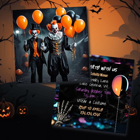 Spooky Clowns Holding Balloons Halloween-Party