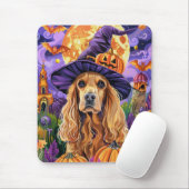 Spooky Cocker Spaniel Hund Halloween Hexenkürbis Mousepad (Mit Mouse)