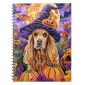 Spooky Cocker Spaniel Hund Halloween Hexenkürbis Notizblock (Vorderseite)
