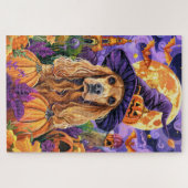 Spooky Cocker Spaniel Hund Halloween Hexenkürbis Puzzle (Horizontal)