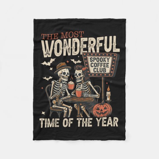 Spooky Coffee Club Skelette Halloween Saison Somme Fleecedecke (Vorderseite)